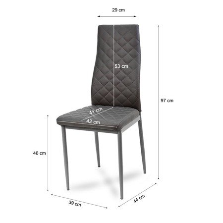 Krzesło nowoczesne ze skóry ekologicznej na metalowych szarych nogach do salonu kuchni szary 704C GT