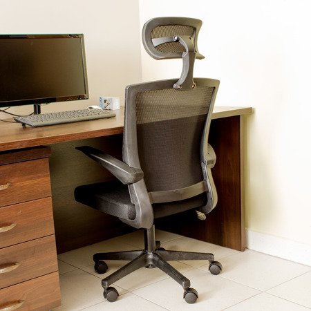 Krzesło obrotowe biurowe fotel na kółkach do pokoju L301-16 - czarne