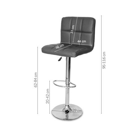 Krzesło obrotowe hoker z podnóżkiem chromowany z regulacją wysokości 703A-DG TS ciemno szare