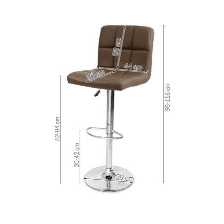 Krzesło obrotowe hoker z podnóżkiem chromowany z regulacją wysokości brązowy 703A-BR AL