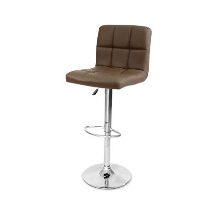 Krzesło obrotowe hoker z podnóżkiem chromowany z regulacją wysokości brązowy 703A-BR AL