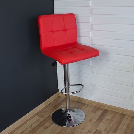 Krzesło obrotowe hoker z podnóżkiem chromowany z regulacją wysokości ekoskóra 703A-R czerwone