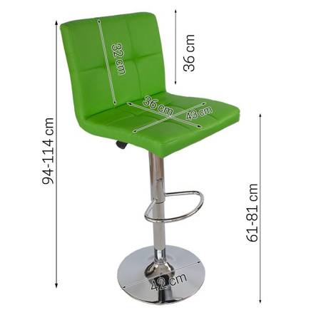 Krzesło obrotowe hoker z podnóżkiem chromowany z regulacją wysokości ekoskóra 703A zielone