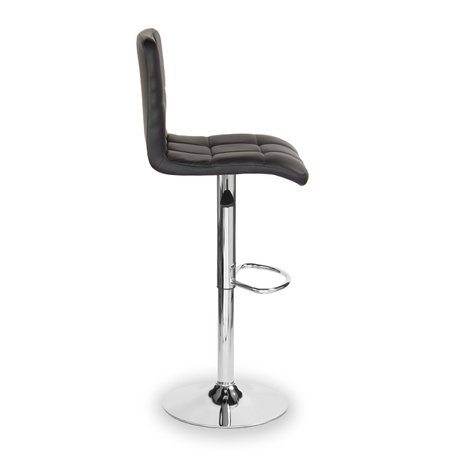 Krzesło obrotowe hoker z podnóżkiem, chromowany z regulacją wysokości ekoskóra czarny 703A-B-PG