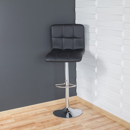 Krzesło obrotowe hoker z podnóżkiem, chromowany z regulacją wysokości ekoskóra czarny 703A-B-PG