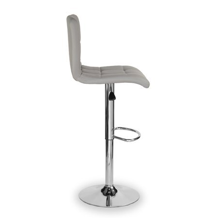 Krzesło obrotowe hoker z podnóżkiem, chromowany z regulacją wysokości ekoskóra jasno szary 703A-G-PG