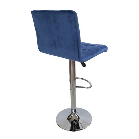 Krzesło obrotowe hoker z podnóżkiem chromowany z regulacją wysokości welur 703V-BL niebieski