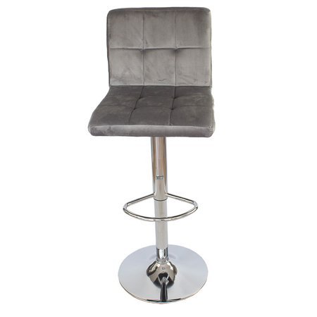 Krzesło obrotowe hoker z podnóżkiem chromowany z regulacją wysokości welur 703V-G szary
