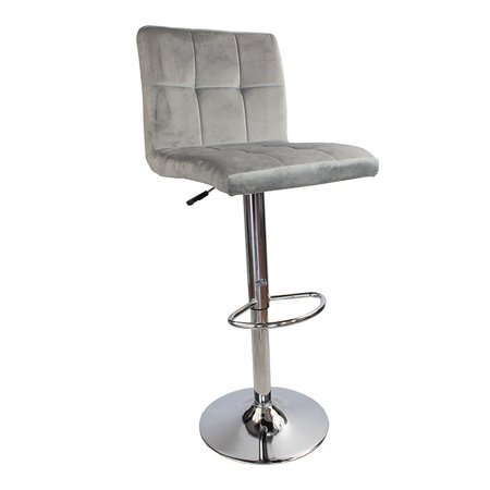 Krzesło obrotowe hoker z podnóżkiem chromowany z regulacją wysokości welur 703V-G szary