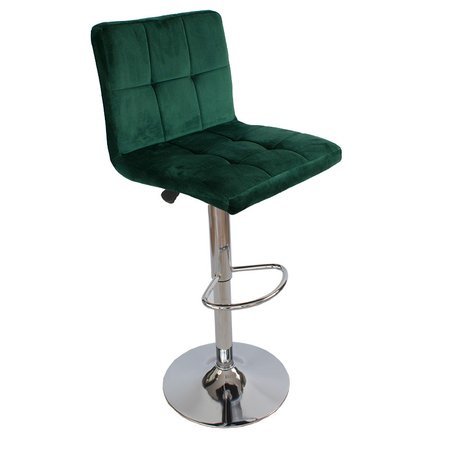 Krzesło obrotowe hoker z podnóżkiem chromowany z regulacją wysokości welur 703V-GR zielony