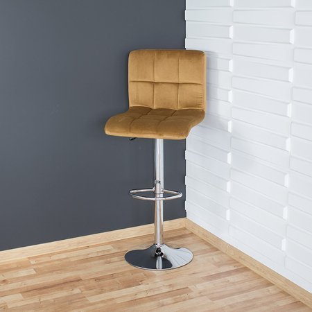 Krzesło obrotowe hoker z podnóżkiem, chromowany z regulacją wysokości welur brązowy 703V-BR-PG