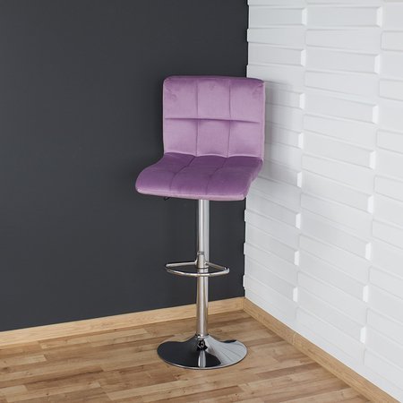 Krzesło obrotowe hoker z podnóżkiem, chromowany z regulacją wysokości welur fioletowy 703V-V-PG