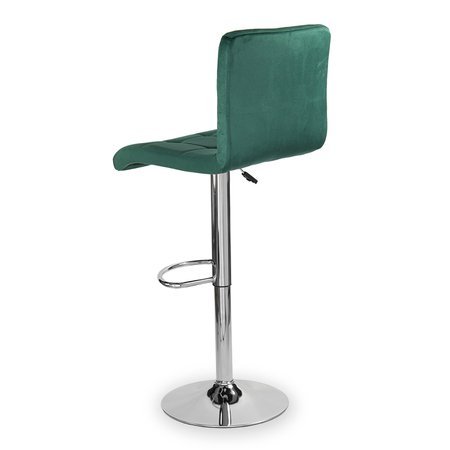 Krzesło obrotowe hoker z podnóżkiem, chromowany z regulacją wysokości welur zielony 703V-GR-PG