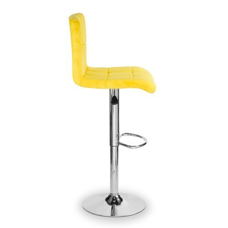 Krzesło obrotowe hoker z podnóżkiem, chromowany z regulacją wysokości welur żółty 703V-Y-PG