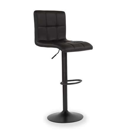 Krzesło obrotowe hoker z podnóżkiem, czarną nogą z regulacją wysokości ekoskóra czarny 703A-B-B-PG