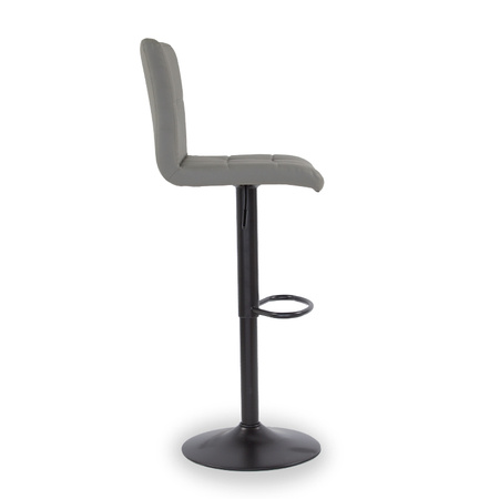 Krzesło obrotowe hoker z podnóżkiem, czarną nogą z regulacją wysokości ekoskóra szary 703A-G-B-PG