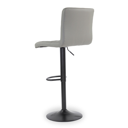 Krzesło obrotowe hoker z podnóżkiem, czarną nogą z regulacją wysokości ekoskóra szary 703A-G-B-PG