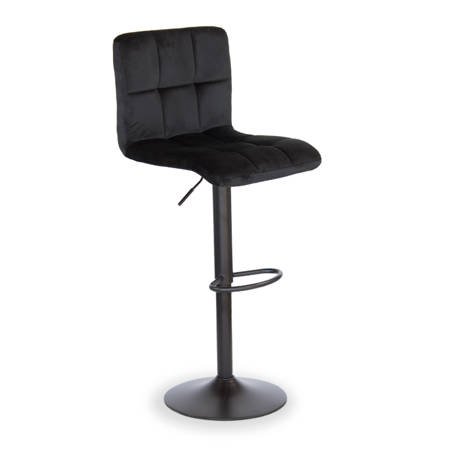 Krzesło obrotowe hoker z podnóżkiem, czarną nogą z regulacją wysokości welur czarny 703V-B-B-PG