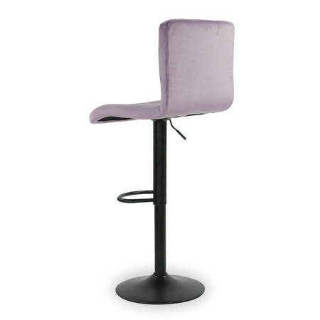 Krzesło obrotowe hoker z podnóżkiem, czarną nogą z regulacją wysokości welur fioletowy 703V-V-B-PG