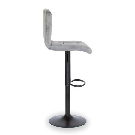 Krzesło obrotowe hoker z podnóżkiem, czarną nogą z regulacją wysokości welur szary 703V-G-B-PG