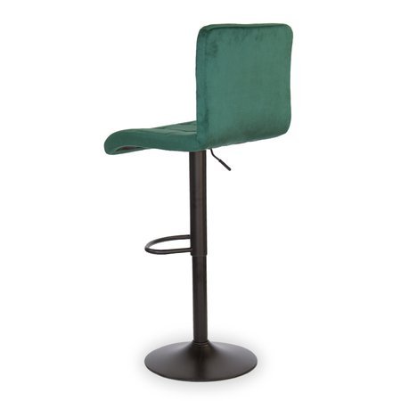 Krzesło obrotowe hoker z podnóżkiem, czarną nogą z regulacją wysokości welur zielony 703V-GR-B-PG