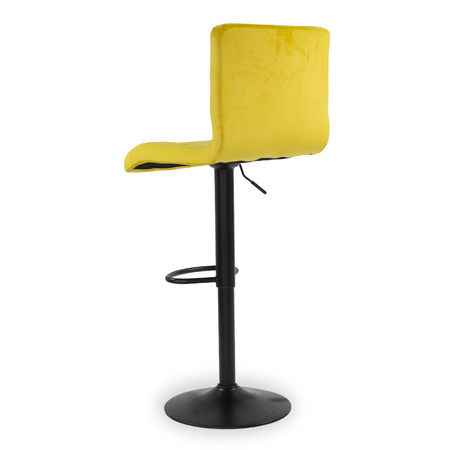 Krzesło obrotowe hoker z podnóżkiem, czarną nogą z regulacją wysokości welur żółty 703V-Y-B-PG