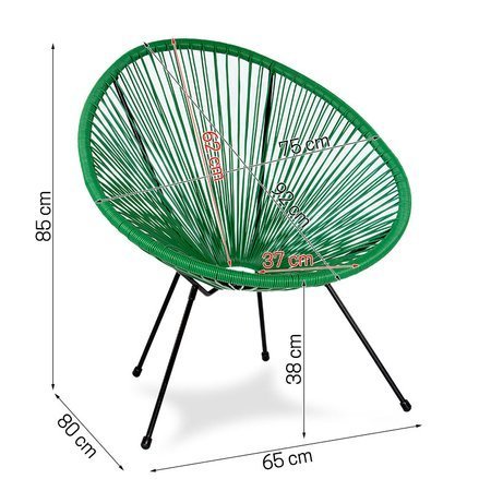 Krzesło ogrodowe fotel tarasowy technorattan żyłkowy na czarnym metalowym stelażu zielony 194 GR