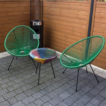 Krzesło ogrodowe fotel tarasowy technorattan żyłkowy na czarnym metalowym stelażu zielony 194 GR