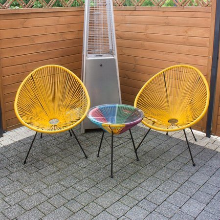 Krzesło ogrodowe fotel tarasowy technorattan żyłkowy na czarnym metalowym stelażu żółty 194 Y