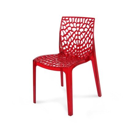 Krzesło ogrodowe nowoczesne stylowe do ogrodu na taras balkon transparentno-czerwone 261