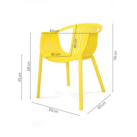 Krzesło ogrodowe nowoczesne stylowe do ogrodu na taras żółte 258