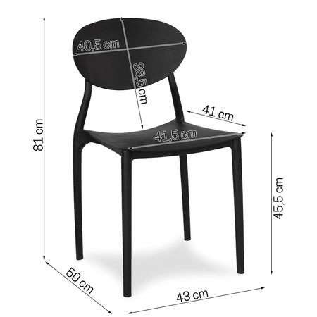 Krzesło polipropylenowe FLEX do salonu na balkon czarne 249B