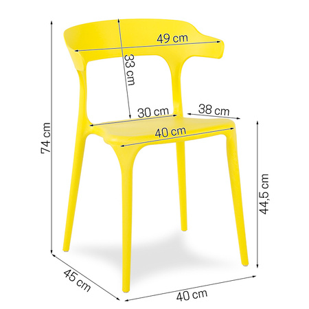 Krzesło polipropylenowe do ogrodu i salonu żółte 238Y