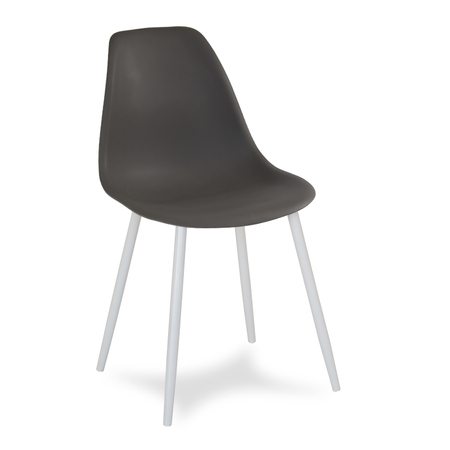 Krzesło skandynawskie nowoczesne na metalowych białych nogach stylowe ciemno szare YA-18 / YE-A04