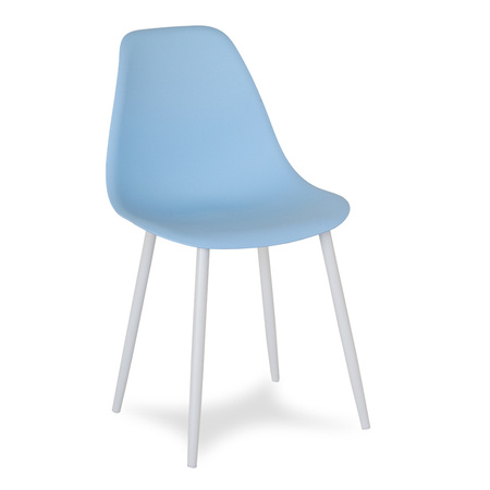 Krzesło skandynawskie nowoczesne na metalowych białych nogach stylowe niebieskie YA-03 / YE-A04