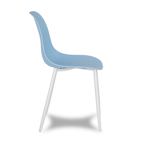 Krzesło skandynawskie nowoczesne na metalowych białych nogach stylowe niebieskie YA-03 / YE-A04