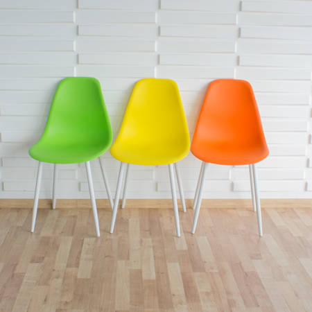 Krzesło skandynawskie nowoczesne na metalowych białych nogach stylowe pomarańczowe YA-07 / YE-A04