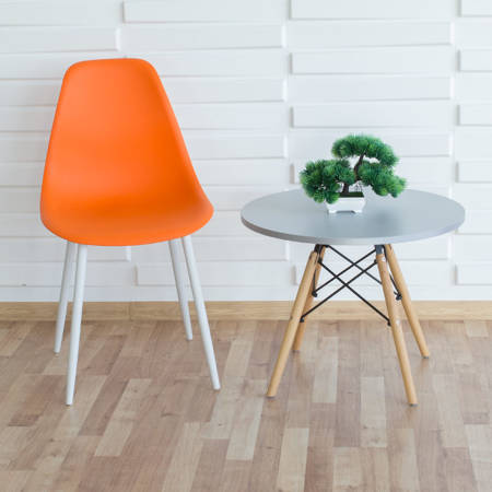 Krzesło skandynawskie nowoczesne na metalowych białych nogach stylowe pomarańczowe YA-07 / YE-A04