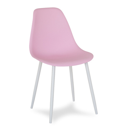 Krzesło skandynawskie nowoczesne na metalowych białych nogach stylowe różowe YA-08 / YE-A04