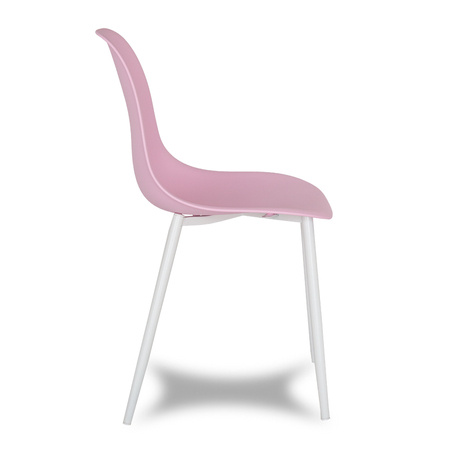 Krzesło skandynawskie nowoczesne na metalowych białych nogach stylowe różowe YA-08 / YE-A04