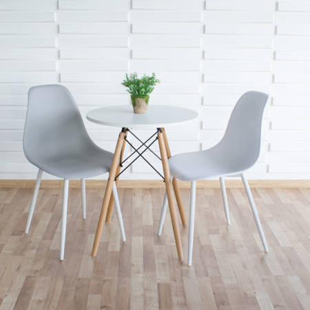 Krzesło skandynawskie nowoczesne na metalowych białych nogach stylowe szare YA-05 / YE-A04