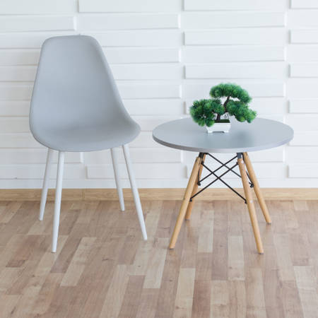 Krzesło skandynawskie nowoczesne na metalowych białych nogach stylowe szare YA-05 / YE-A04