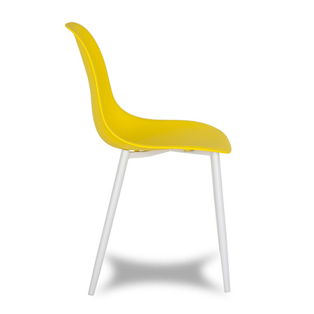Krzesło skandynawskie nowoczesne na metalowych białych nogach stylowe żółte YA-10 / YE-A04