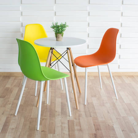 Krzesło skandynawskie nowoczesne na metalowych białych nogach stylowe żółte YA-10 / YE-A04
