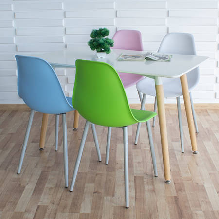 Krzesło skandynawskie nowoczesne na metalowych szarych nogach stylowe białe YA-01 / YE-A05