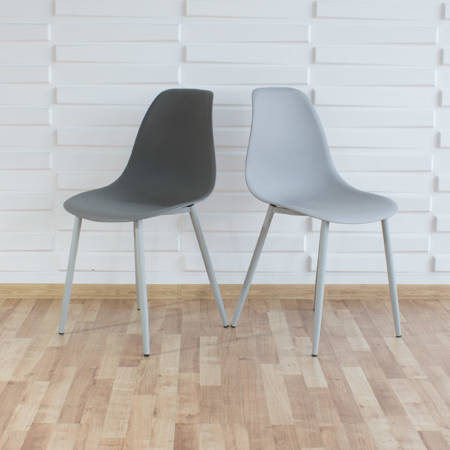 Krzesło skandynawskie nowoczesne na metalowych szarych nogach stylowe ciemno szare YA-18 / YE-A05