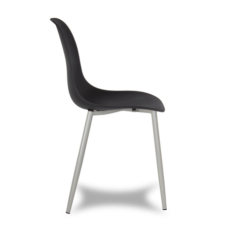 Krzesło skandynawskie nowoczesne na metalowych szarych nogach stylowe czarne YA-02 / YE-A05