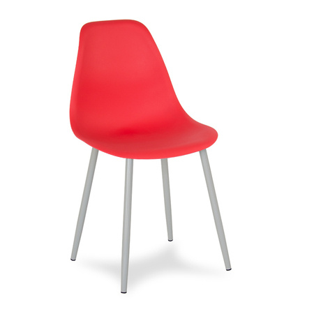 Krzesło skandynawskie nowoczesne na metalowych szarych nogach stylowe czerwone YA-09 / YE-A05