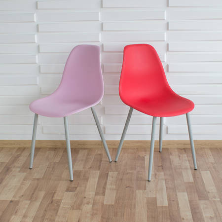 Krzesło skandynawskie nowoczesne na metalowych szarych nogach stylowe czerwone YA-09 / YE-A05