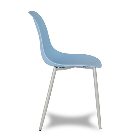 Krzesło skandynawskie nowoczesne na metalowych szarych nogach stylowe niebieskie YA-03 / YE-A05
